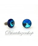 Rivoli beszúrós Swarovski kristály fülbevaló Bermuda kék szín