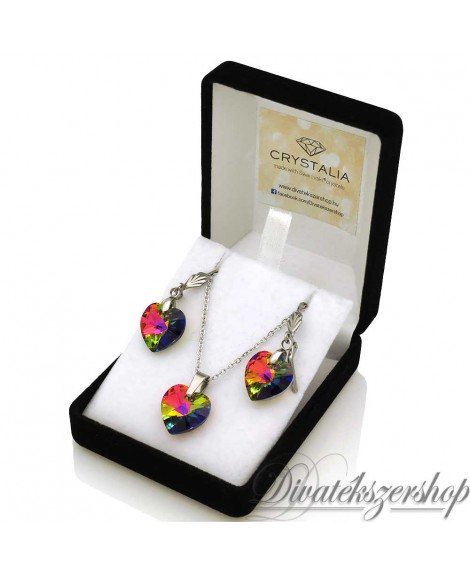 Swarovski kristály Varázslatos zöld szív szett díszdobozban Swarovski kristály Varázslatos zöld szív szett díszdobozban