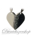 Kettétörhető nemesacél szív medál - ezüst színű gravírozható